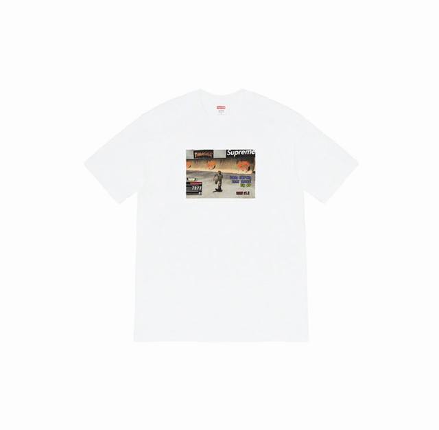 881 Supreme Week 5 X Thrasher 联名款 Game Tee 休闲圆领印花游戏短袖T恤 男女同款男女同款采用260克精梳棉双纱 从面料到