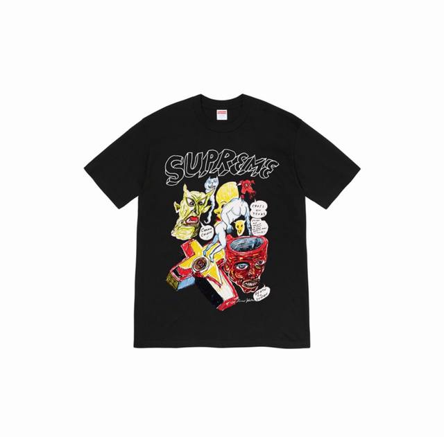 878 Supreme Week 12 X Daniel Johnston 联名款 艺术印花短袖T恤 男女同款采用260克精梳棉双纱 从面料到辅料全部三标齐全跟