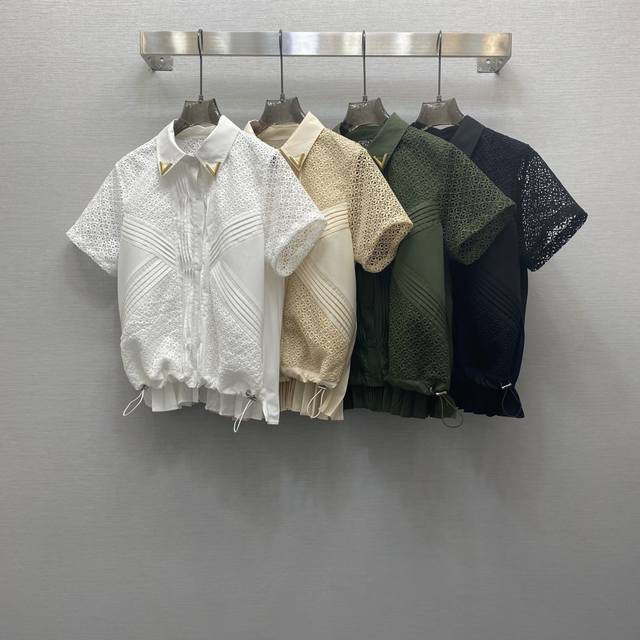 va*25Ss 气质翻领重工绣花定位打条工艺设计衬衣，高级面料，颜色:图片4色，面料：精纺绣花棉面料 Smlxl