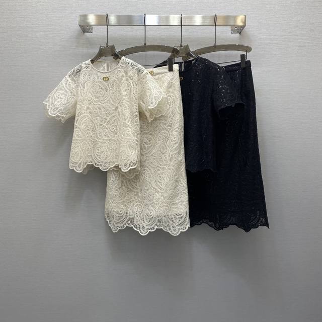 di*25Ss 重工钩花定位剪裁蕾丝套装 ，高级面料，颜色:图片2色，面料：蕾丝钩花面料 Smlxl