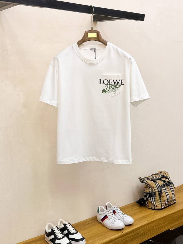 Ss罗意家纯棉最新面料 最高版本 胸前口袋叠加字母Loeve经典标识印花图案Logo时尚简约潮流短袖，最顶级的品质专柜原单短袖，顶级制作工艺进口面料，专柜款独特