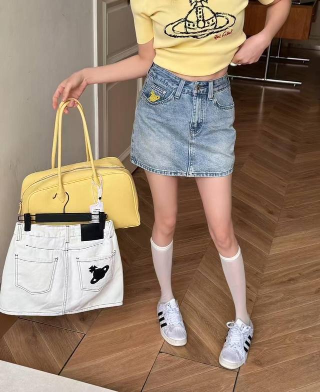 西太后 季新品土星前后刺绣工艺洗水牛仔裤裙 S~Xl