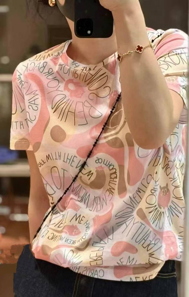 爆款上新 卡通针织棉T上衣 面料：混纺 颜色：蓝色，粉色 尺码：S-Xxl