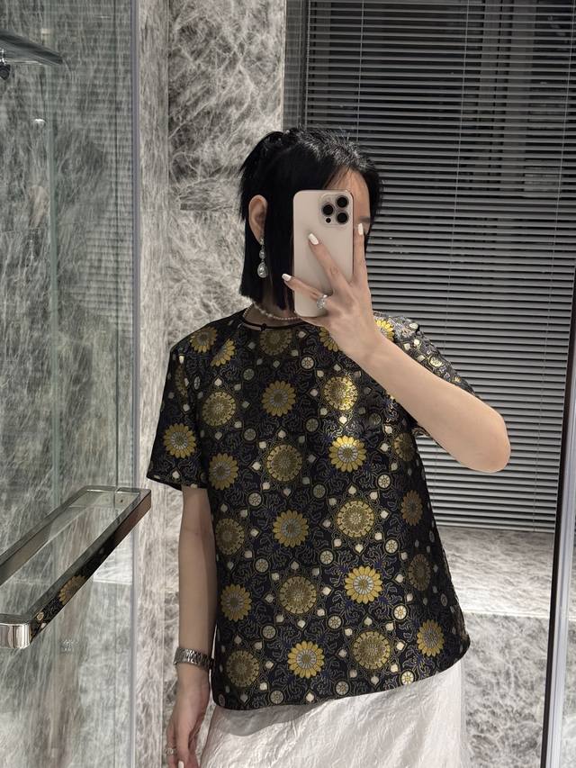 上新真丝宋锦T三色，S-Xl