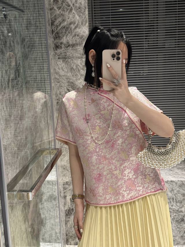 上新真丝宋锦上衣两色，S-Xl