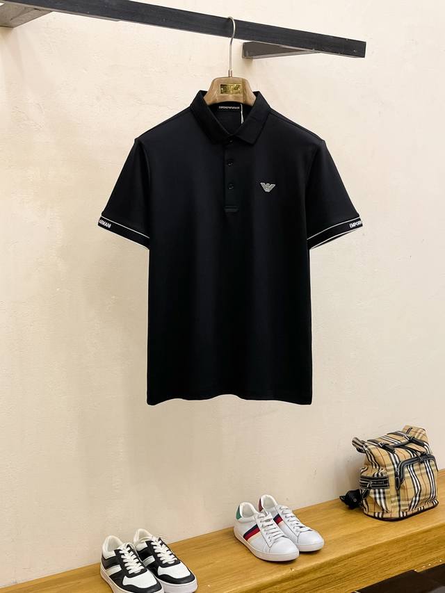 开春新品 阿玛尼 2025Ss夏季新款字母Logo男士翻领Polo衫！经典商务男款，高端男装的天花板级别的商务男款！简约时尚大气不失优雅，单穿内搭体面过人，品质