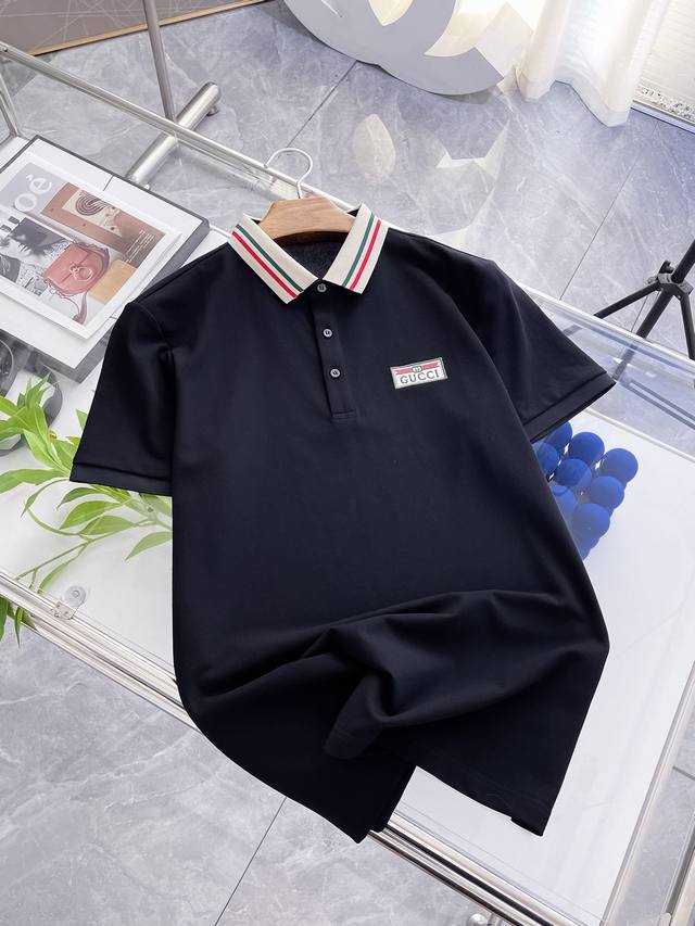 开春新品 古驰 2025Ss夏季新款字母Logo男士翻领Polo衫！经典商务男款，高端男装的天花板级别的商务男款！简约时尚大气不失优雅，单穿内搭体面过人，品质控