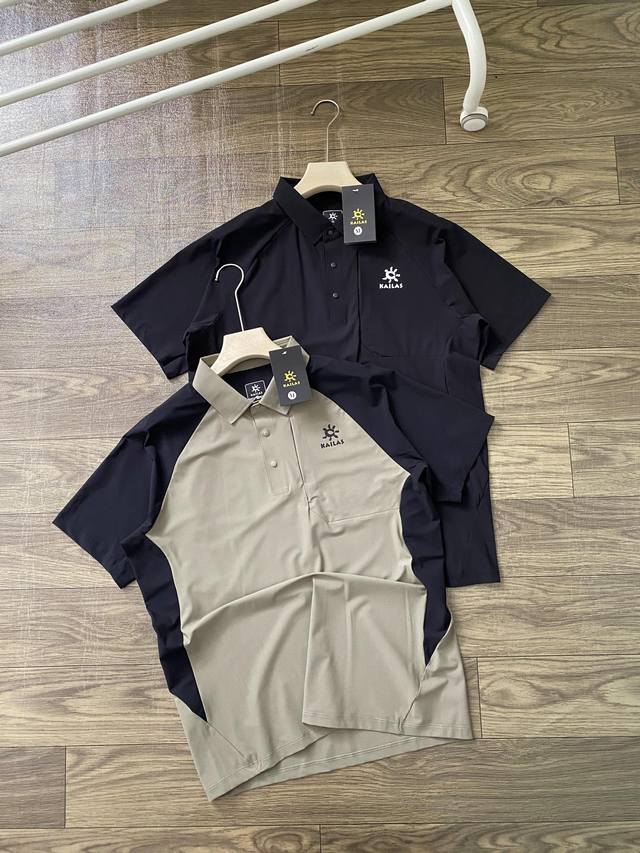 凯乐石Kailas夏季冰丝polo， 冰丝弹力格，背后压胶 立体剪裁，冰丝凉感，全场景适用 很贵但是超高品质， 颜色 纯黑，抹茶绿拼接 尺码 M-3Xl M肩宽