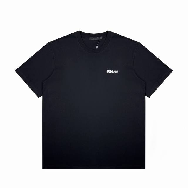 Balenciaga巴黎世家涂鸦后背字母印花短袖T恤 设计感爆棚 前后都有涂鸦 穿起来很酷感的短袖 衣柜里无法拒绝的宝藏单品 黑色很经典 高克重面料230G双纱