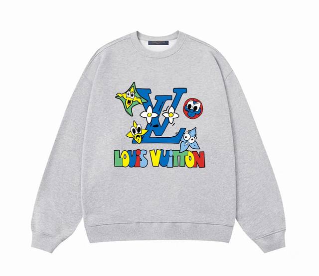 Louis Vuitton Lv 路易威登春季圆领卫衣 甄选新疆华棉面料 柔软舒适 手感软糯细腻 高克重 上身充满质感 非常轻便舒适 运动宽松版型不紧身 轻松驾