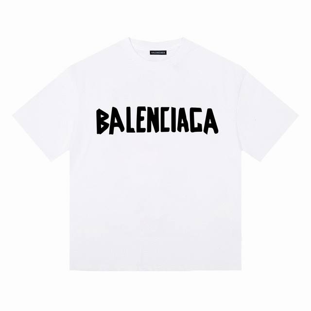 Balenciaga巴黎世家大标短袖半袖T恤 采用230G双纱100%精梳纯棉面料 螺纹定织定染无色差！采用过肩拉条工艺，百洗不变形！ -采用高端印花，百洗不开