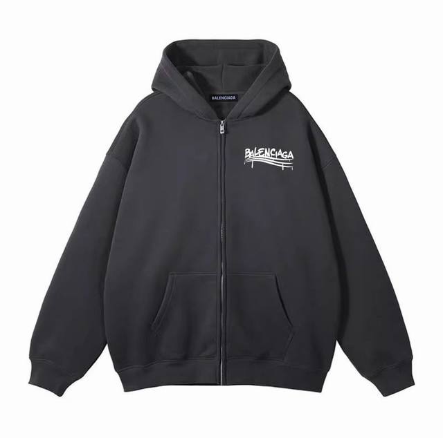 Balenciaga巴黎世家抓痕涂鸦春季连帽开衫拉链卫衣外套 高品质，做细节 甄选新疆华棉面料 手感软糯细腻 上身充满质感 非常轻便舒适运动宽松版型不紧身 轻松