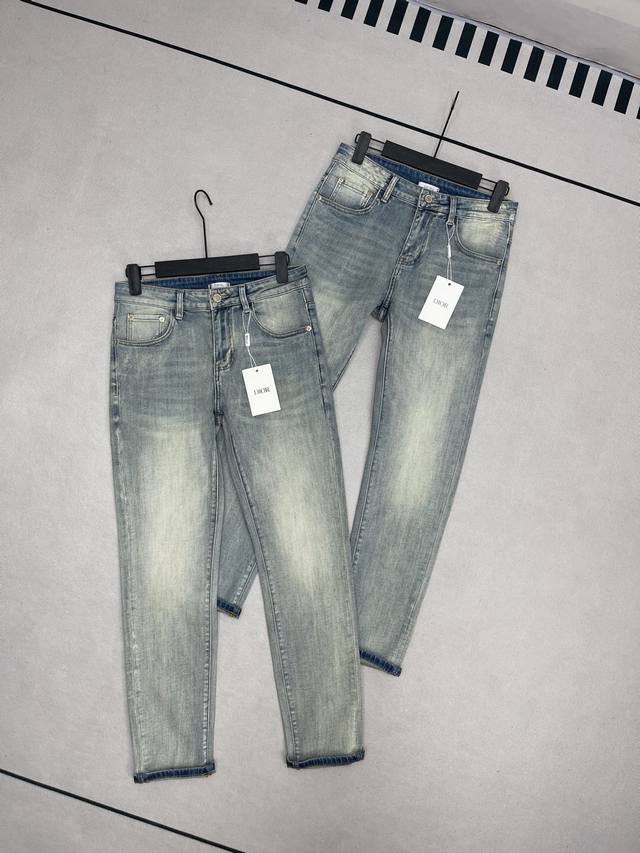 Dior 迪奥2025Ss 春夏新款金属皮标商务休闲轻奢牛仔裤 只做精品 看面料 看做工 看细节 原厂原布原洗水！进口原版水洗弹力面料进口原版水洗弹力水洗面料，