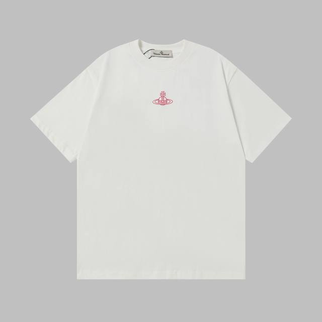 上新 高品质9190# Vivienne Westwood*西太后新款短袖 高克重洗水棉，300 克，前后撞色粉粉星球加上发泡工艺，立体感超强！ 简单不失个性，