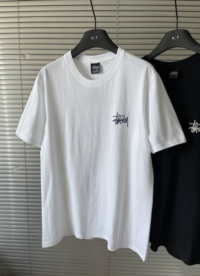 上新 ！Stussy Fw24 Built In Usa Tee pigment Dyed 背面英文Logo印花舒适圆领短袖T恤 男女同款 辅料：原版拆解开发，