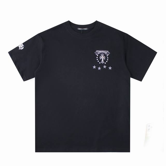 Chrome Hearts 克罗心多Logo印花短袖T恤 采用240G高克重双纱100%精梳棉 螺纹定织定染无色差！采用同肩拉条工艺，百洗不变形！ 上身柔软透气