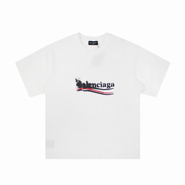 Balenciaga 巴黎世家 春夏24Ss官网新款模糊可乐印花短袖T恤 原版面料开发，官方专柜同款！ Logo标识精致升级，爆款中的爆款！ 定制260克同缸染
