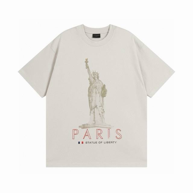 Balenciaga 巴黎世家2025 Ss 走秀款自由女神像水洗做旧短袖T恤 本市场No.1的质量 真正天花板品质 全部原版开发注意细节图 避免被盗图商家混发