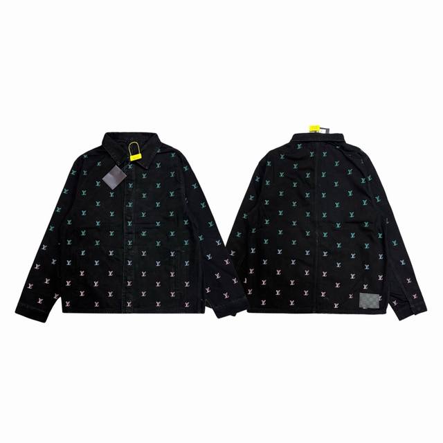 Louis Vuitton Lv 路易威登 25Ss 专柜同步蓝绿彩虹渐变满印刺绣 Logo 情侣水洗牛仔外套夹克-顶级原单版本 Color：水洗黑 Size：