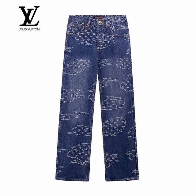 上新 Louis Vuitton丨路易威登 25Ss 新款云纹 提花牛仔套装牛仔裤- 采用定制斜纹提花牛仔料， 上身质感十足，舒适贴肤， 具有较好的耐磨性与透气