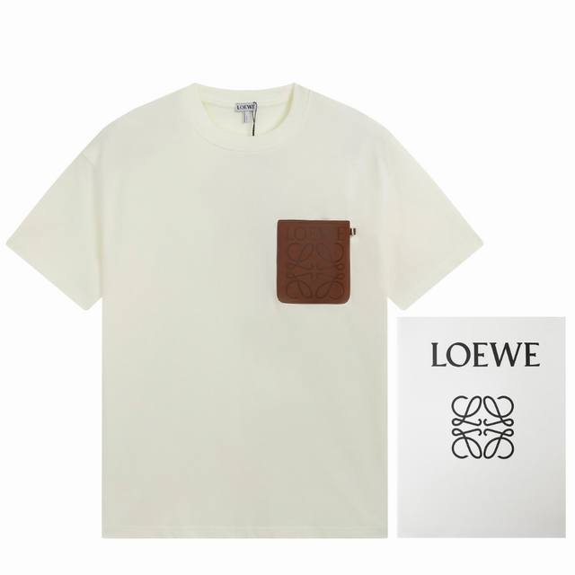 顶级最高版本 Loewe 罗意威 经典胸口皮标Logo圆领短袖T恤半袖 男女同款 情侣款 宽松版型 最高版本 原版面料 高版本 高品质 所有细节 面料辅料工艺