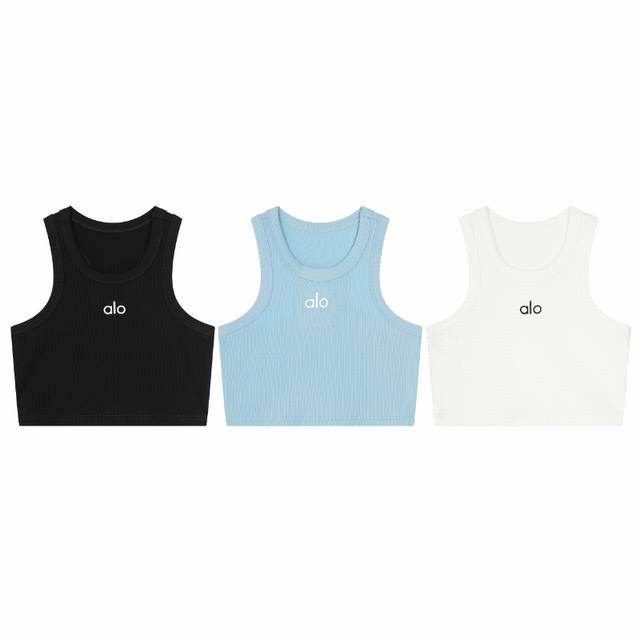 正确版本 Alo背心工字螺纹吊带运动瑜伽服多巴胺内搭运动健身打底上衣短款”Aloyoga成立于2007年，专注于瑜伽New Arrivals和功能性运动单品的设计，强调舒适、健康和