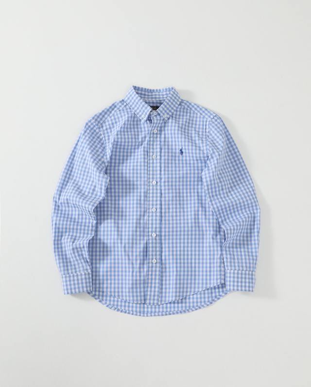 polo Ralph Lauren衬衫 格纹拼色翻领单排扣长袖 浅蓝色 女款 格子衬衫｜蓝色Ralph Lauren 永远的经典蓝色格子衬衫、百穿不厌 是夏天海