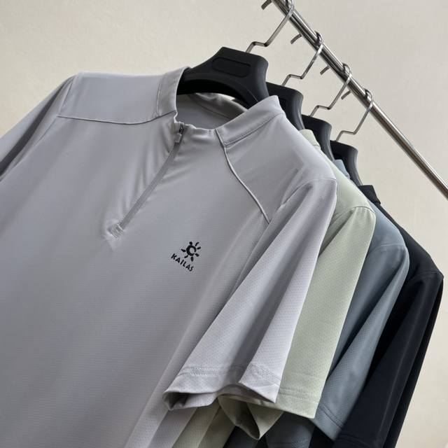 Kailas 凯乐石25春夏新品！男士全天候户外运动健身跑步徒步爬山半拉链速干凉感短袖T恤！掌柜力荐！线上线下同步！客供速干镂空面料！手感细腻顺滑清爽透气！高弹