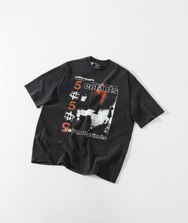 Enfants Riches Deprimes Erd忧郁的富二代最新“燃烧城墙”555插画标语重磅水洗做旧高街短袖 情侣款 重磅好货来袭，重工成衣炒盐水洗，前