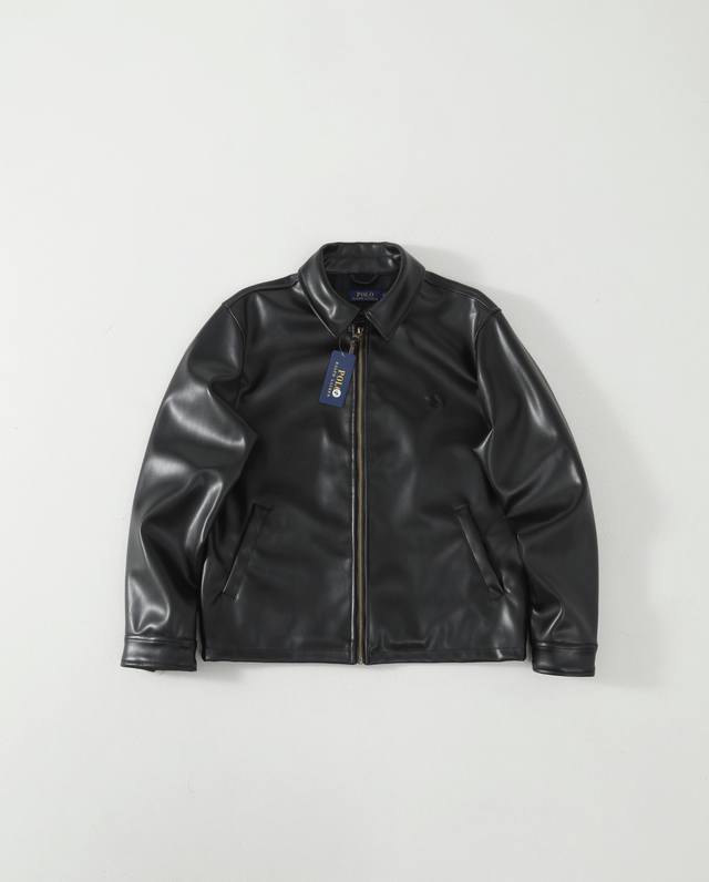 细节图 polo Ralph Lauren 拉夫劳伦 拉链纯色翻领长袖皮衣单夹克 简约品质款式，面料是仿真荔枝纹皮，版型原版定制的，立体剪裁不会太宽松！！定制开