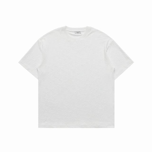 顶级复刻版本] 品名: Dior 迪奥 新款满花提花植绒冰感休闲短袖T恤 款号：5 颜色：黑色 白色 尺码：S-Xl 春夏新款情侣款松紧T恤 最新品牌元素刺绣原