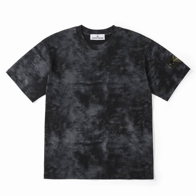 Stone Island石头岛经典徽章水洗做旧扎染棉质短袖T恤 定制主标 辅料 水洗齐全 水洗做旧扎染工艺 甄选250克32支紧密纺双纱纯棉面料 质感厚实但是透