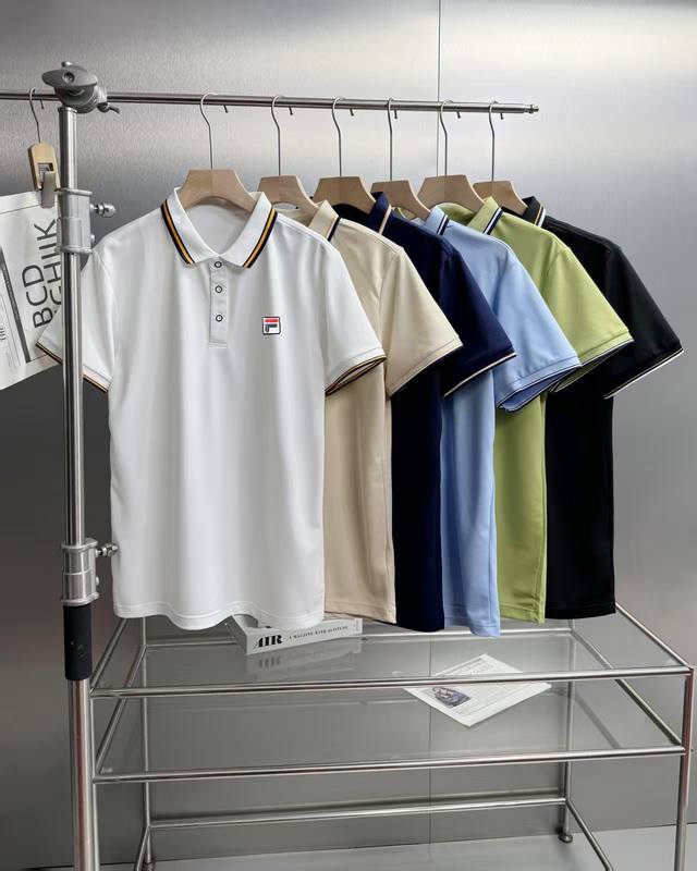 Fila 斐乐 男装经典商务撞色通勤风短袖T恤polo衫 2025夏季官网同步款！男装经典商务撞色通勤风短袖T恤polo衫经典系列！爆款中的爆款！基础简约风，时