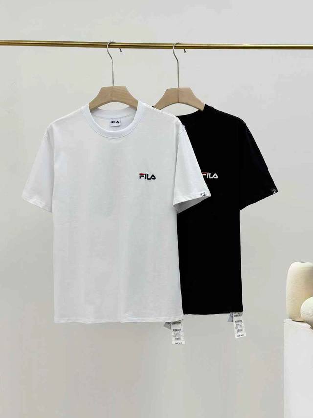 Fila裴乐Tshirt2025新款男女同款T衫短袖T恤圆领休闲运动上衣 夏季情侣款男士女士 牛奶肌肤丝滑柔顺 经典款简约舒适百搭透气圆领衫短袖T恤Tf51W0