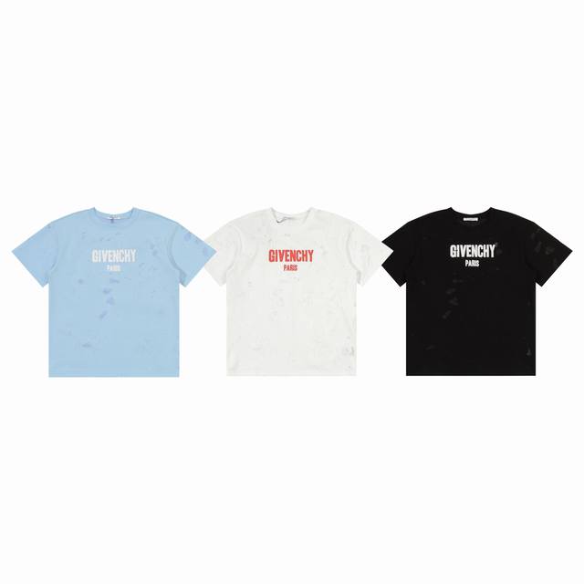 高版 纪梵希Givenchy Gvc新款火烧云激光破洞字母印花大破洞圆领短袖，康利数码直喷印花，专柜同步上新，男女同款现货发售尺码M L Xl