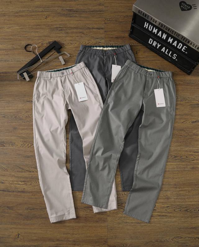 Relaxed-Tapered 亚麻休闲男士宽松收腿长裤 *中长款丨Lululemon丨Lm5 颜色：黑色.卡其.灰绿色 尺寸： M 30.腰围77.臀围96裤