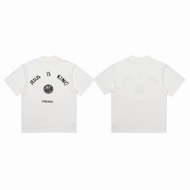 Cpfm Kanye 侃爷 Jesus Is King 芝加哥限定发泡印花大版型情侣圆领休闲短袖-原单版本 Color：白色 Size：S M L Xl Num