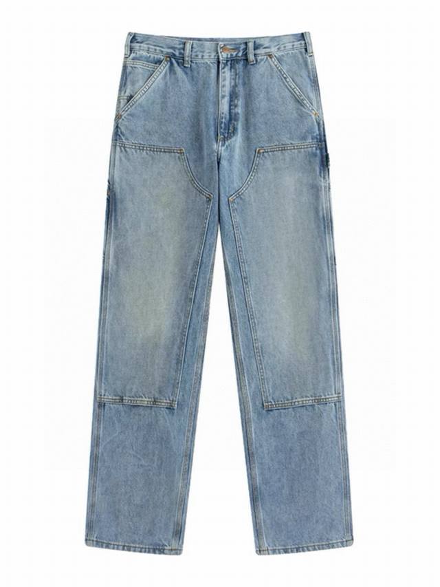 自主 Carhartt 卡哈特B73做旧水洗牛仔裤工装裤伐木裤 男女同款 Cleanfit工装宽松直筒B01 B136 Vibe风 卡哈特Vintage牛仔裤B