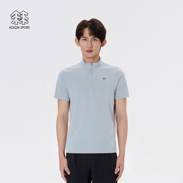 可隆Kolonsport半拉链男士运动速干短袖，男士夏季户外小立领半拉链～运动、登山、健身、日常通勤装，合身不紧身，宽松不松垮，纤秾合度，舒适不勒！恰如其分的科