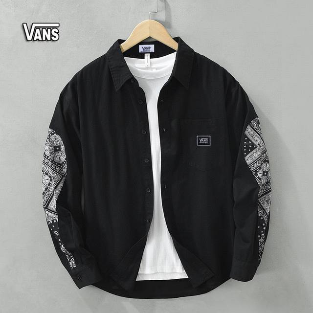 上新 ！！ ！！！ Vans万斯 专柜品质日系高级感纯棉时尚个性腰果花拼插潮流长袖衬衣 迏人个性潮货 上身效果佳超有风范 日式港风拼接设计 适合任何的穿搭风 视