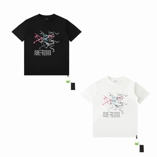顶级复刻 Arc'teryx 始祖鸟夏季新款三只鸟彩色印花短袖T恤 官网同步 男女同款 小红书热门爆款 各大网红博主纷纷上身 强烈推荐 面料：32S双纱300克