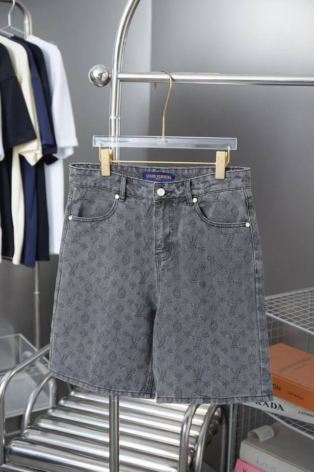 顶级复刻 Louis Vuitton 路易威登25Ss暗纹老花满印提花牛仔短裤 官网同步 男女同款 原版复刻 随意对比 细节拉满 顶级复刻！ 原版开发斜纹全棉提