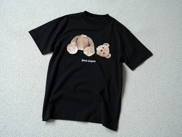贸易公司出品 palm Angels 断头熊印花棉质圆领短袖 男女同款 颜色：黑色 尺码：S M L Xl 合身版型 S码适合100-120斤 M适合120-1