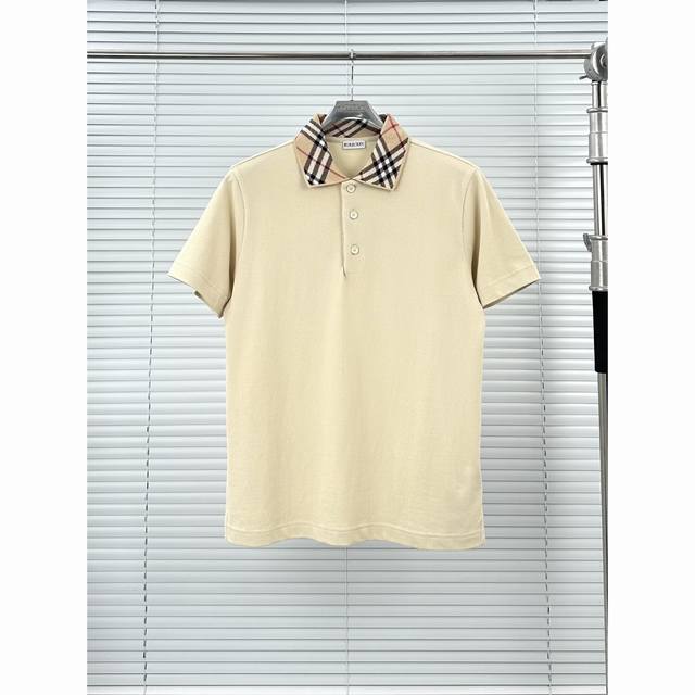 巴宝莉格纹领polo衫 深灰 黑色 米黄 豆绿 S-M-L-Xl-Xxl Burberry 博柏利 巴宝莉 Ss25 经典新款格纹领polo衫 Burberry