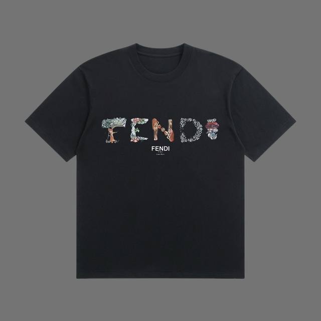 高端品质 Fendi 2025Fall 春夏系列 卡通动漫Logo短袖T恤 区别普通印花 定织270G32支双纱纯棉面料 宽松版型 男女同款 Size：S M