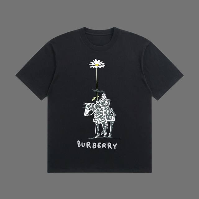 高端品质 Burberry 2025Fall 春夏系列 花朵战马短袖T恤 区别普通印花 定织270G32支双纱纯棉面料 宽松版型 男女同款 Size：S M L
