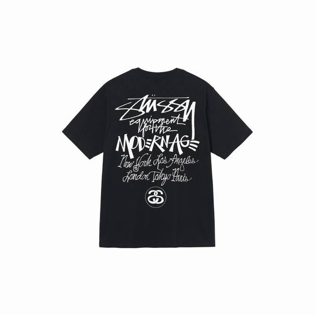 8067#斯图西Stussy纯棉230克面料，斯图西Stussy现代主义Logo涂鸦印花短袖T恤，男女同款，宽松版型，码数Mlxlxxl，颜色：黑色白色