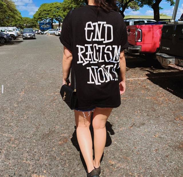 1163款Stussy End Racism 结束种族主义标语短袖T恤 男女同款 码数Mlxlxxl 黑色白色