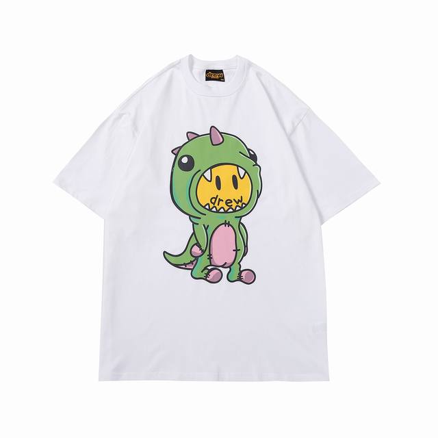 815 Drew恐龙印花圆领短袖T 码数：S-Xl 颜色： 白色