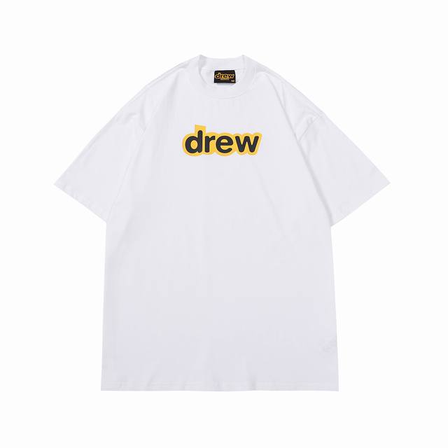 drew 字母短袖T #802 定织定染32支230克双纱棉面料 进口胶浆印花，领口纯棉螺纹定制，不易变形，可区别市场版本，开模定制新款吊牌 水洗标 原包装袋